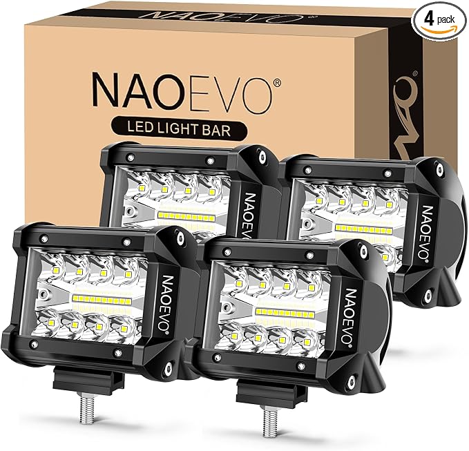 NAOEVO 4 Inch LED Pod Lights, 240W 24, 000LM LED Fog/Driving/Off Road Lights by NAOEVO