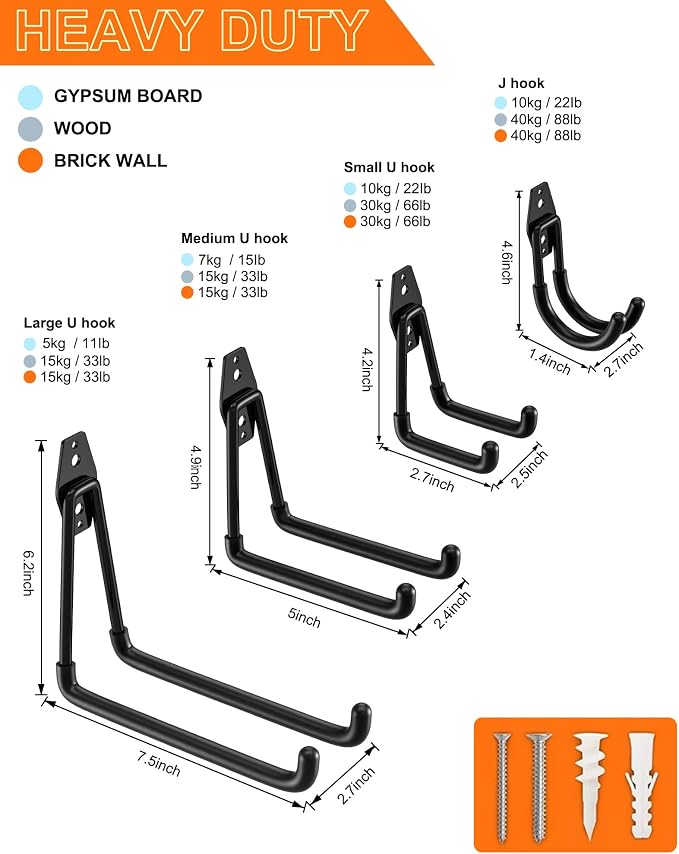 QcoQce 14 Pack Garage Hooks Heavy Duty - Image 2