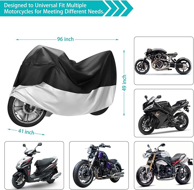 Motorcycle Cover, Motorbike Cover All Season Universal Weather Waterproof Sun - Image 2