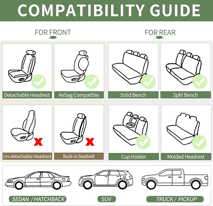 Car Seat Covers Full Set, Leather Automotive Seat Covers, Breathable Waterproof - Image 8