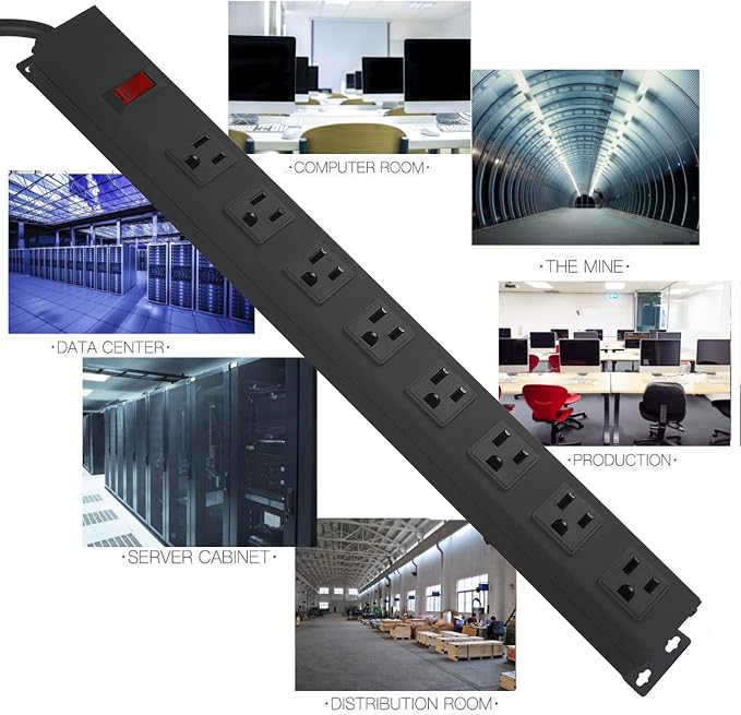 HHSOET Metal 8 Outlet Mountable Power Strip, Wall Mount Outlet Heavy Duty - Image 5