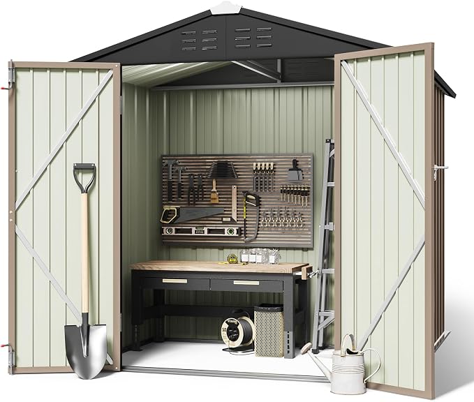 Greesum Outdoor Storage Shed 6 x 4 ft. Utility Tool Shed Metal Storage Garden - Image 2