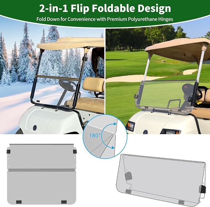Golf Cart Foldable Windshield 3/16" Thicken Only Fits 2003-2006 Yamaha G22 - Image 7