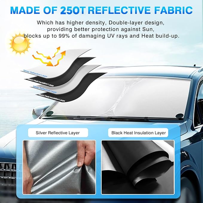 KUST Windshield Sun Shade for 2016-2024 Chevrolet Chevy Camaro Accessories - Image 4