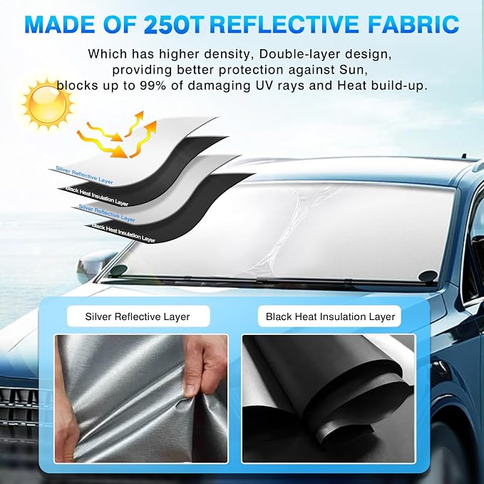 KUST Windshield Sun Shade for Kia EV6 2022 2023 2024 2025 Window Shade Sun - Image 4