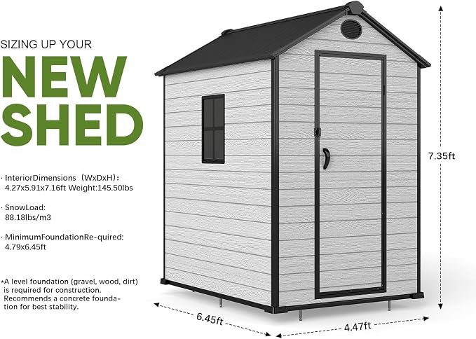 4 x 6 FT Shed Resin Outdoor Storage - Image 3
