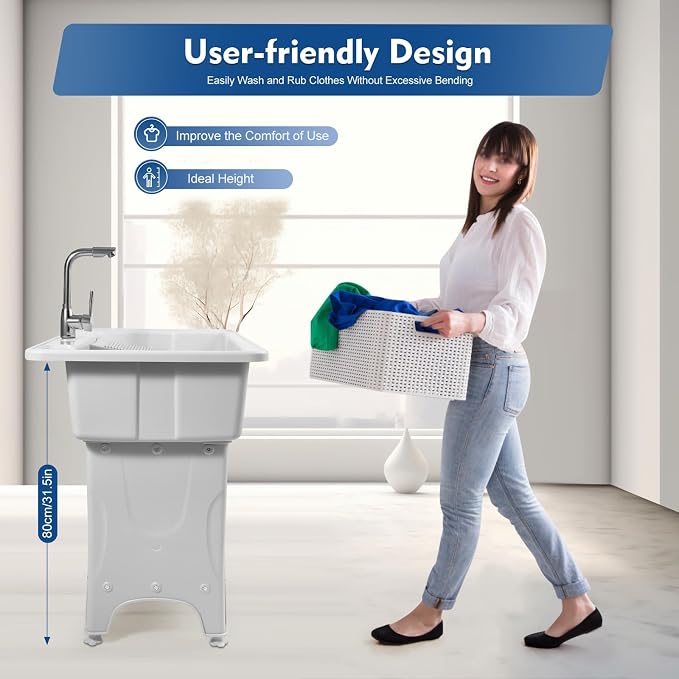 Freestanding Utility Sink Plastic Wash Station - Image 4