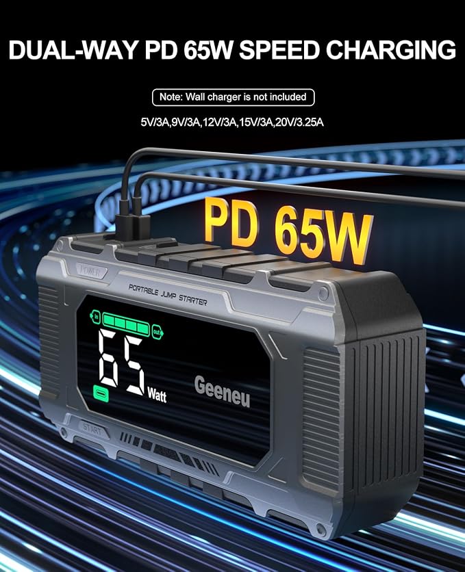 Car Jump Starter Battery Jumper Pack 8000A 65W PD Fast Charging, Portable 12V - Image 3