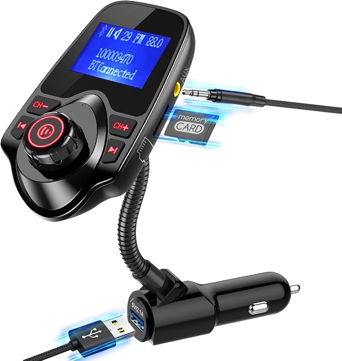 ONN Upgraded 2025 Car Bluetooth FM Transmitter – 1.44" Display, Flexible - Image 2