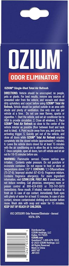 OZIUM Air Freshener Odor Eliminator, 2oz Single Shot Total Air Refresh & Car - Image 2