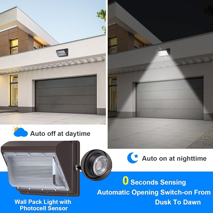 120W LED Wall Pack with Photocell, 5000K 15840LM Dusk to Dawn Lights Security - Image 2