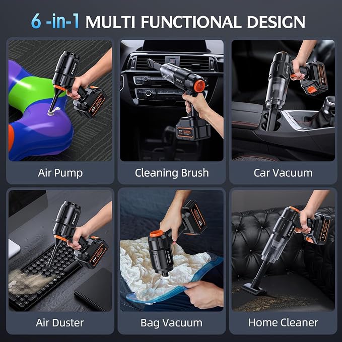 Car Vacuum Portable Cordless, 000Pa High Power Dust Buster, 6-in-1 Handheld - Image 5