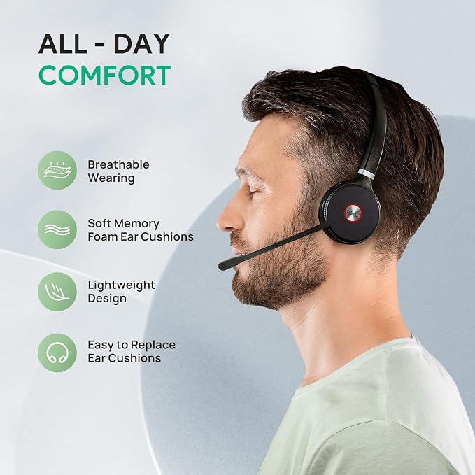 Yealink WH62 DECT Mono Teams Wireless Headset, 525 ft Range Work Headphone - Image 9