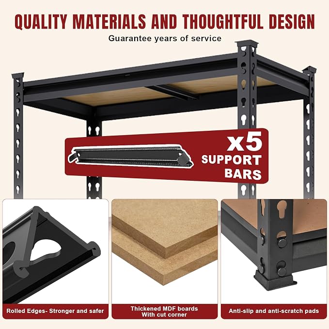 BIG RED 5 Tier Heavy Duty Garage Storage Shelving: Adjustable Metal Utility - Image 5