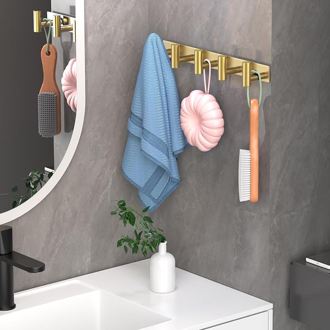 Wall Mounted Coat Rack-5 Hooks, Heavy Duty Stainless Steel Hook Rail - Image 5