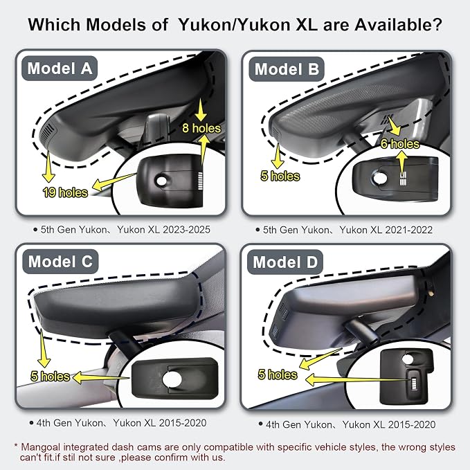 4K Dash Cam Custom fit for GMC Yukon, Yukon XL 2015 2016 2017 2018 2019 2020 - Image 2