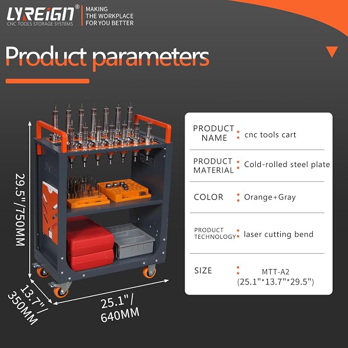 BT50 CNC Tool Holder Transfer Cart, Mobile CNC Tool Storage Cart - Image 2