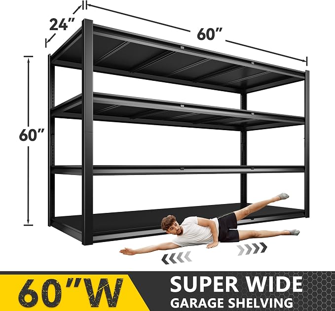 REIBII 60" W Garage Shelving Heavy Duty 2650LBS Storage Shelves Metal Shelving - Image 2