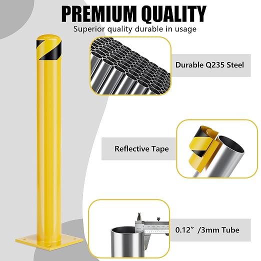 Safety Bollards, Bollards Steel 48 inch, 4.5 Inch Diameter Parking Bollard - Image 3