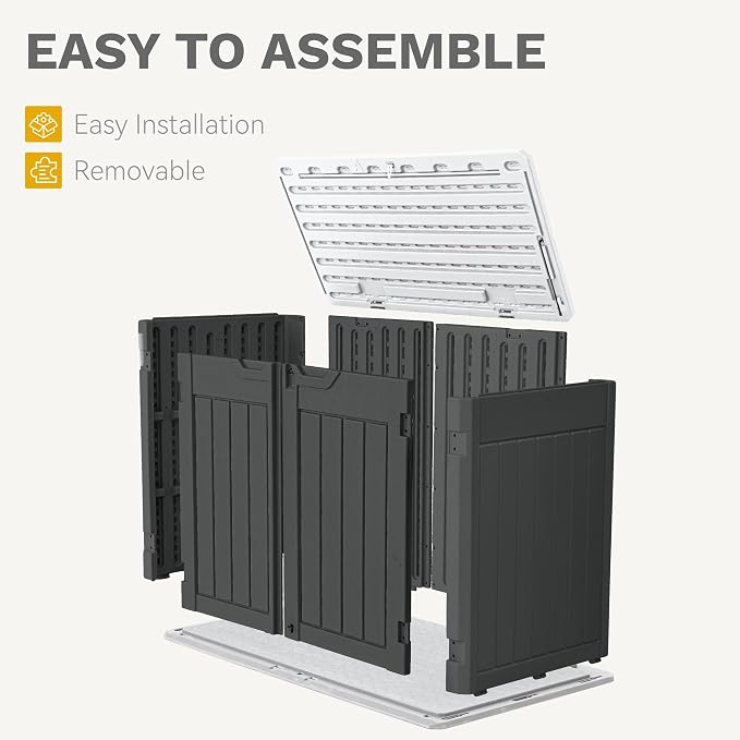 DWVO 47 cu ft Spacious Horizontal Storage Unit, Outdoor Resin Tool Locker - Image 5