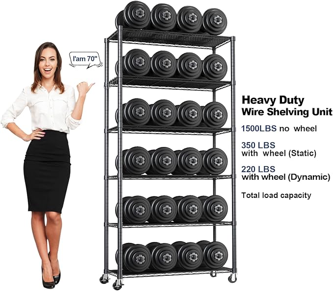 Himix 73''H X 35.5''W X14''D 6 Tier Wire Shelf - Image 6