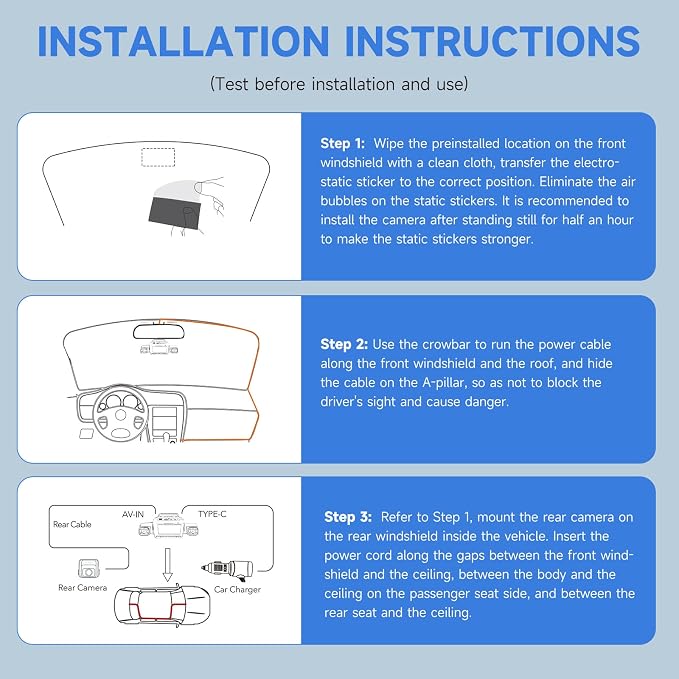 Dash Cam 4 Channel Front and Rear Inside, 360° Car Camera 4K UHD, Dash Camera - Image 9