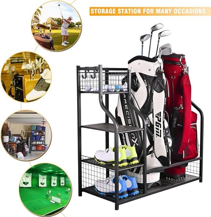 SNAIL Golf Bag Garage Storage Organizer Extra Large Size Golf Bag Rack Stand - Image 4