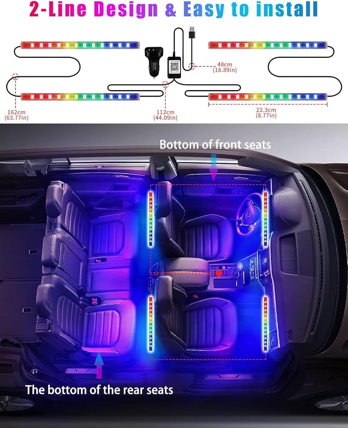 YM E-Bright RGB Car Led Strip Lights - Image 5