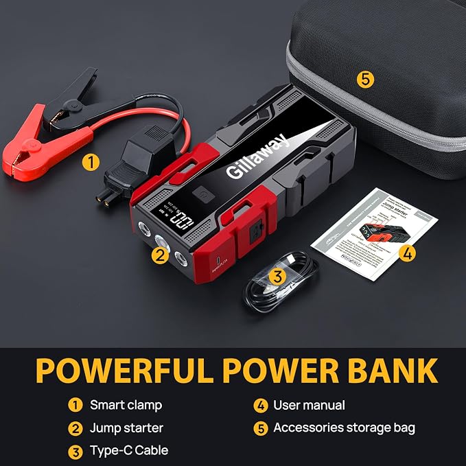 001B 3500A Car Jump Starter Battery Pack, 12V Car Charger Jump Starter Portable - Image 7
