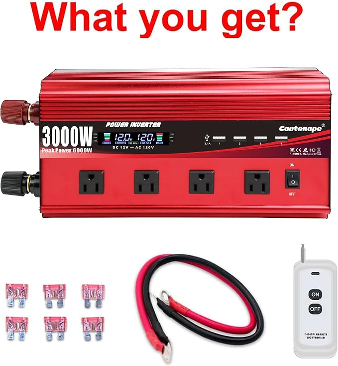 3000W Power Inverter 12V to 110V/120V DC to AC - Image 9