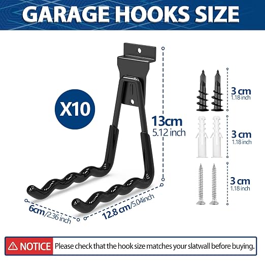 3-H Slatwall Accessories 10 Wave Hooks, Slatwall Hooks & Hangers, Slat Wall - Image 2