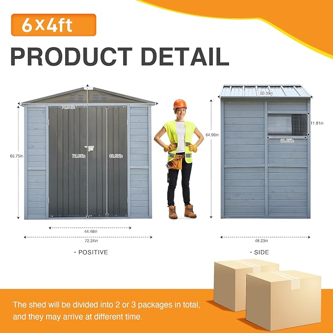 MyVoice 4x6 FT Wooden Outdoor Storage Shed - Image 8