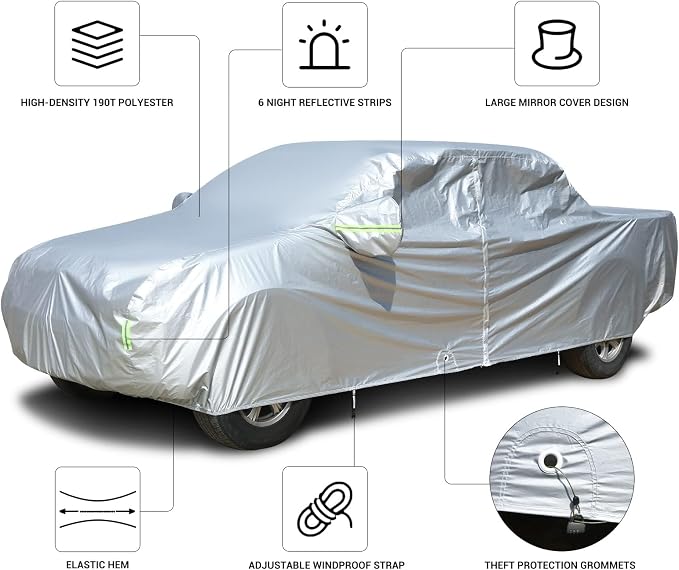 Tecoom Truck Cover Waterproof All Weather, Breathable Light Shell Full Exterior - Image 2
