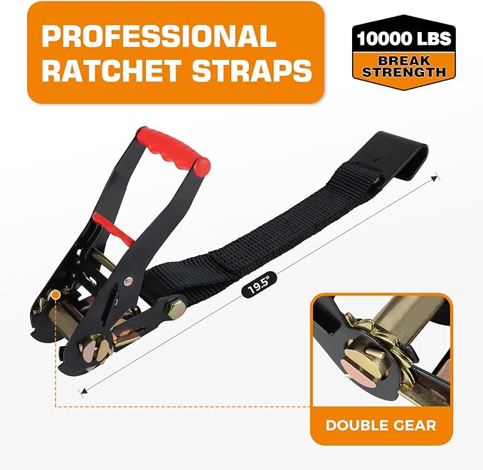 Kingfun Car Tie Down Straps for Trailers 4 Pack– Heavy Duty 2" x 120" Trailer - Image 2