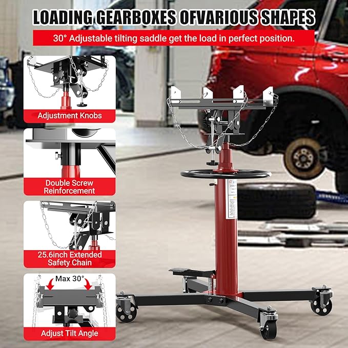 Transmission Jack, 1322lbs Hydraulic Telescoping Transmission Jack, 34.3"-68.5" - Image 4