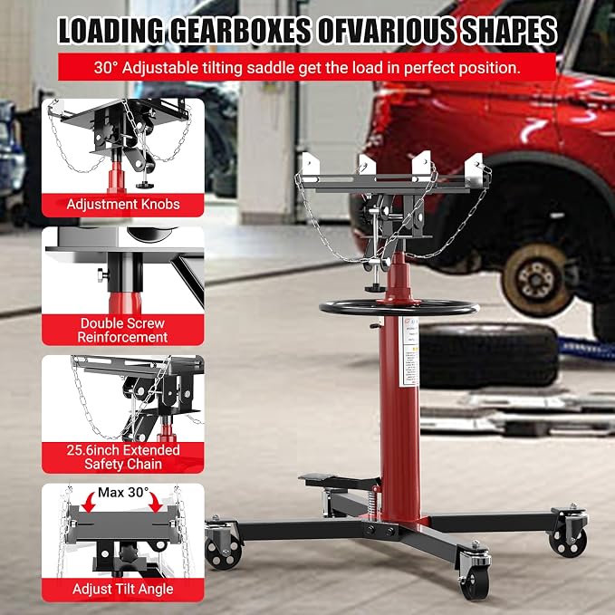 Transmission Jack, 1100lbs Hydraulic Telescoping Transmission Jacks, 33.5"-67" - Image 4