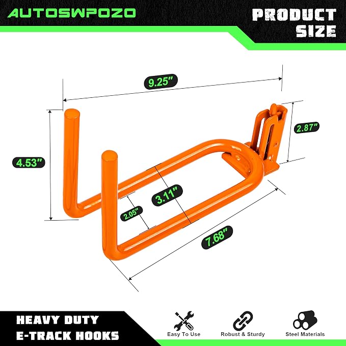 2-Pack E-Track Heavy Duty Shovel/Tool Hanger, E Track Hooks - Image 2