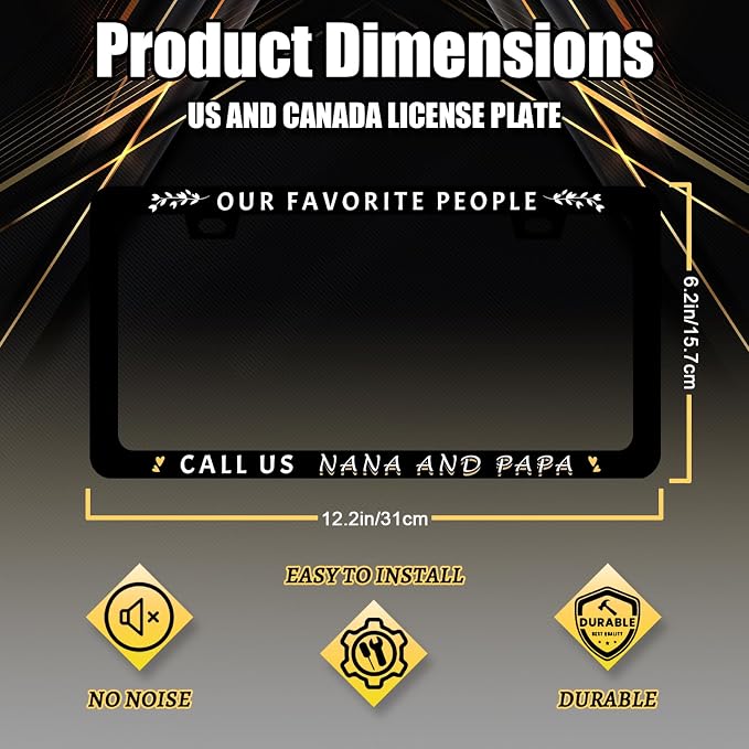 Our Favorite People Call Us Nana and Papa License Plate Frame Funny Text - Image 2