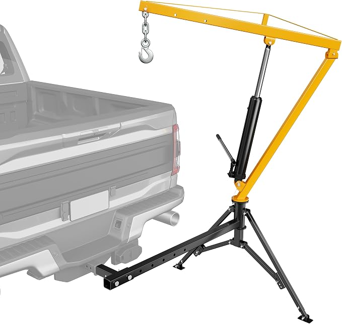 1000lbs Receiver Hitch Mounted Hydraulic 360° Swivel Truck Crane - Image 9