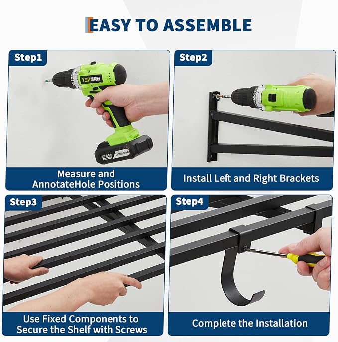 2 Pack Heavy Duty Garage Wall Shelves, 2x4ft Wall Mount Storage Shelf - Image 7