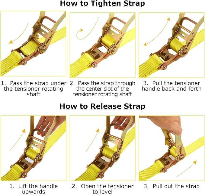 4 Pack 2 Inch Ratchet Straps Heavy Duty 20ft Tie Down Straps Ratchet - Image 6