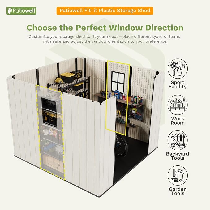 Patiowell 8 x 8 FT Resin Outdoor Storage Shed - Image 8