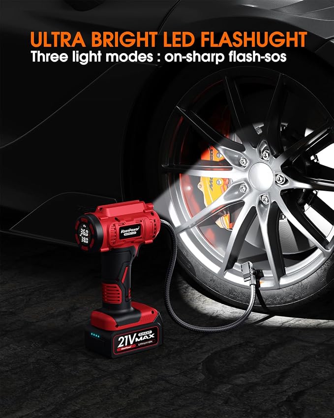 Cordless Tire Inflator Portable Air Compressor, 160PSI Car Tire Air Pump - Image 7
