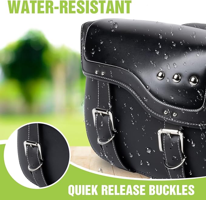 30L Motorcycle Saddlebags Water-Resistant PU Leather Storage - Image 4