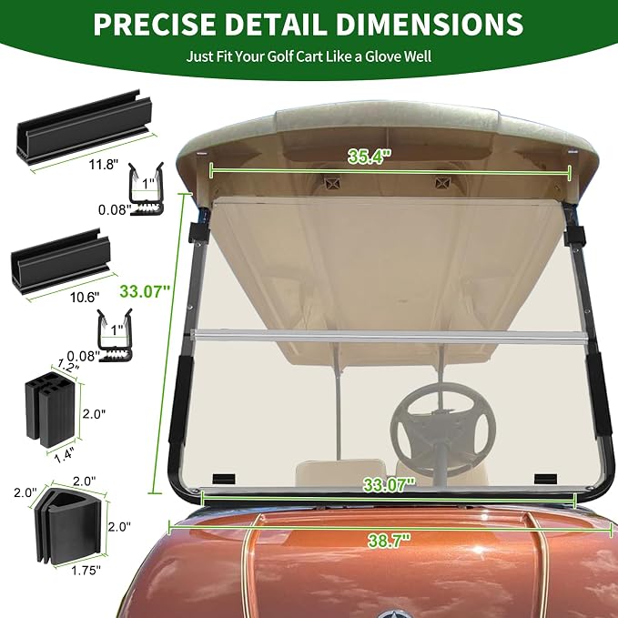 Golf Cart Foldable Windshield 3/16" Thicken Only Fits 2003-2006 Yamaha G22 - Image 4