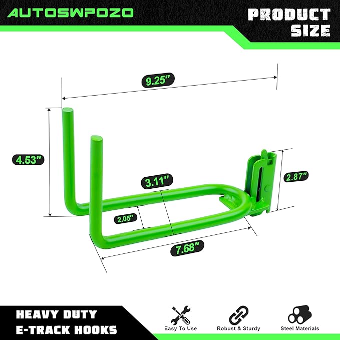 4-Pack E-Track Heavy Duty Shovel/Tool Hanger, E Track Hooks - Image 2