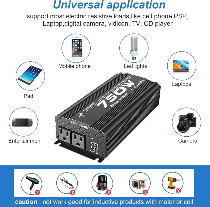 12V to 110V Inverter - 750W Car Inverter - Image 6