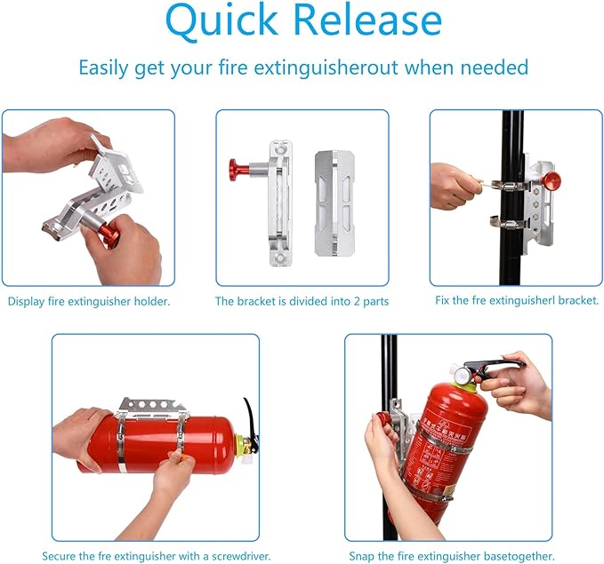 Vehicle Fire Extinguisher Mount Bracket, Aluminum Adjustable Quick Release Roll - Image 5