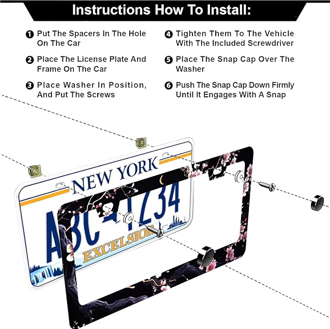 Watercolor Cherry Blossom License Plate Frames - Image 3