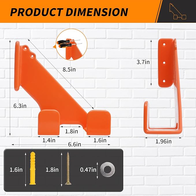 Chainsaw Holder Wall Mount, 2 Pack Heavy Duty Chainsaw Hanger - Image 2